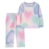 Pyjama 2 pièces enfant motif cœurs teinture spatiale