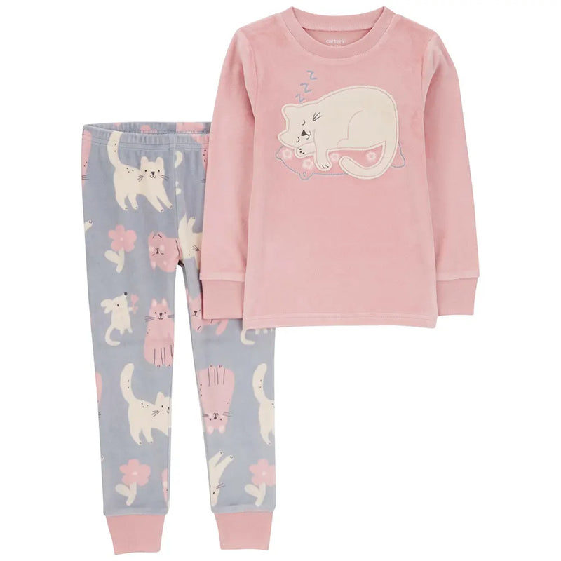 Toddler 2-Piece Cat Fuzzy Velboa Pyjamas