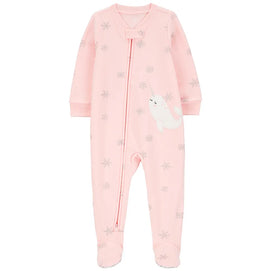 Pyjama polaire narval rose pour bébé fille