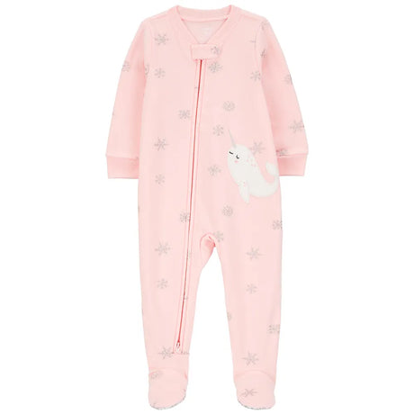 Pyjama polaire narval rose pour bébé fille