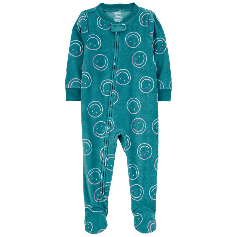 Toddler 1-Piece Smiley Face Fleece Footie Pyjamas