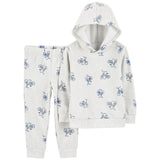 Ensemble 2 pièces enfant : pull en polaire motif vélo et pantalon