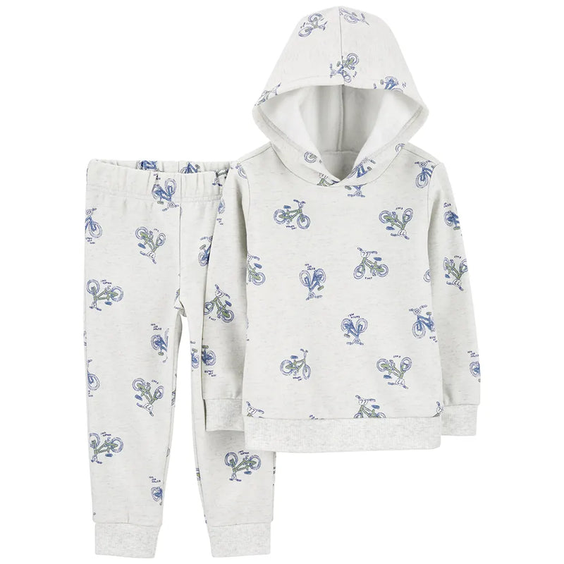 Ensemble 2 pièces enfant : pull en polaire motif vélo et pantalon