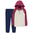 Ensemble 2 pièces enfant : t-shirt Henley à capuche et pantalon