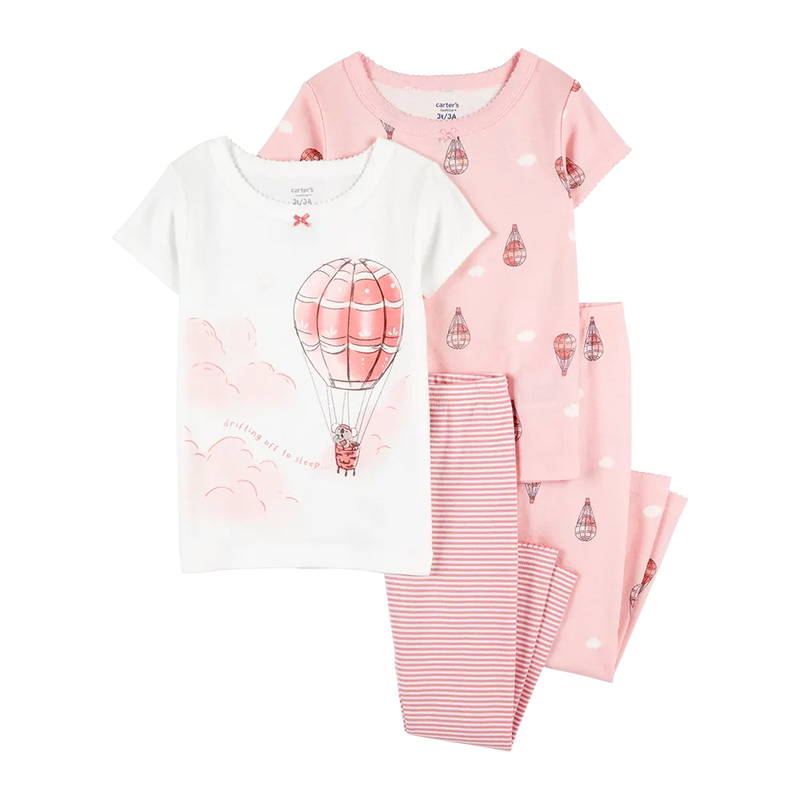 كارترز بيجامة قطنية من 4 قطع للبنات - منطاد هوائي