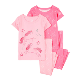 Pyjama 4 pièces licorne fille - 100% Coton