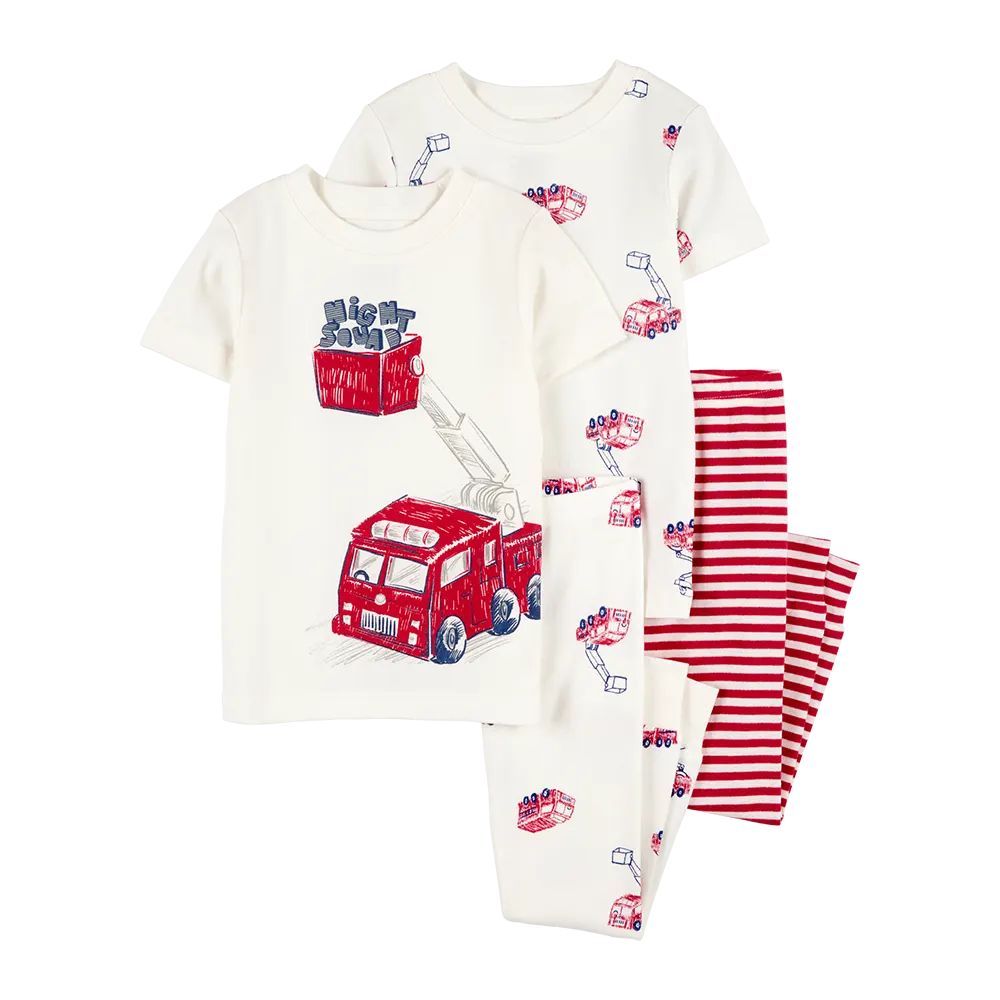 Pyjama 4 pièces pompier garçon - 100% Coton