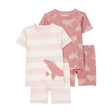 Pyjama 4 pièces baleine rayé fille - 100% Coton