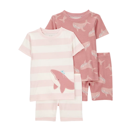 Pijama de 4 piezas a rayas para niña Carter's - Ballena