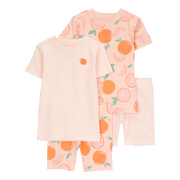 Pyjama 4 pièces orange fille - 100% Coton