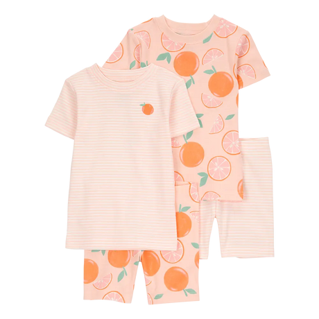Pijama de 4 piezas para niña Carter's - Naranja