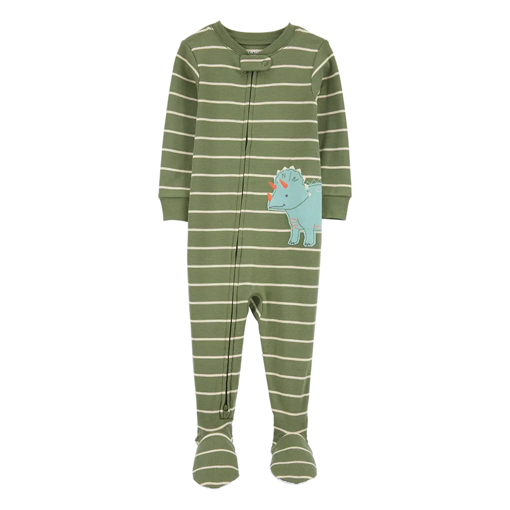 Pyjama dors-bien rayé dinosaure garçon - Coton