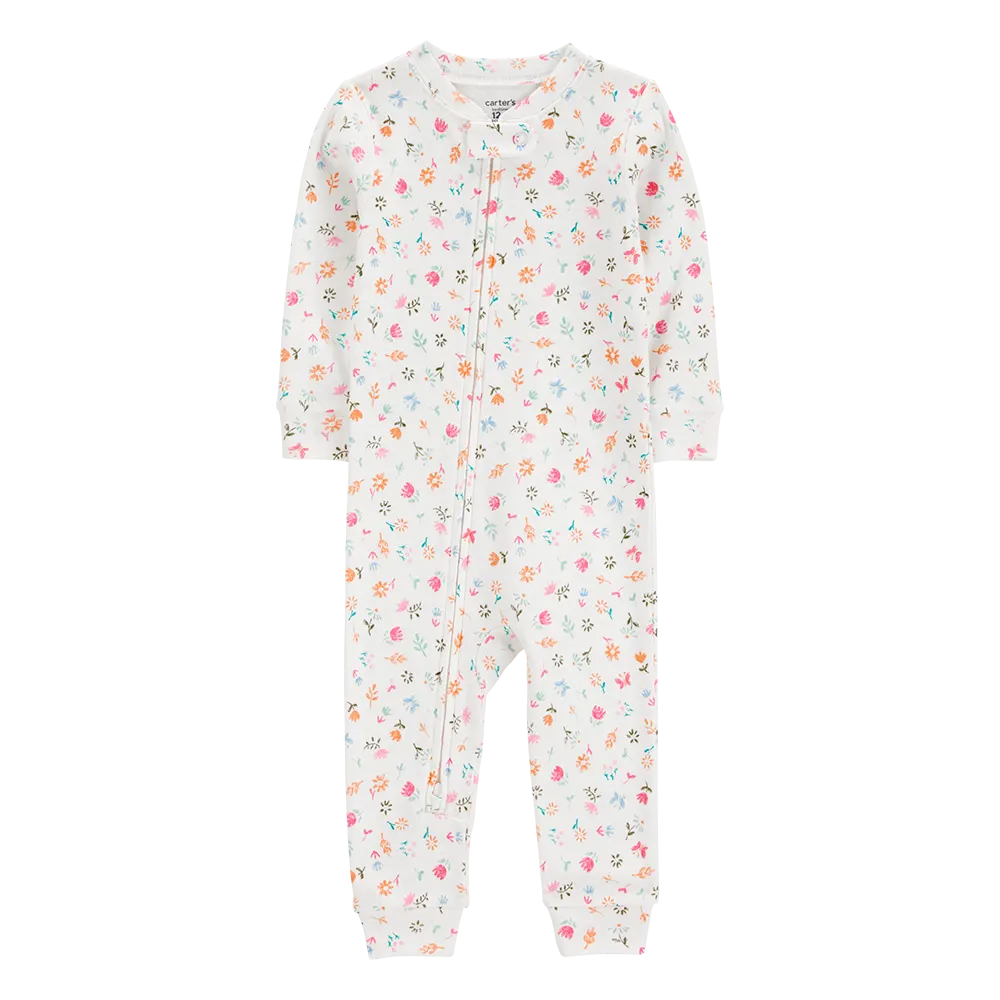 Pyjama 1 pièce sans pieds floral fille - Coton