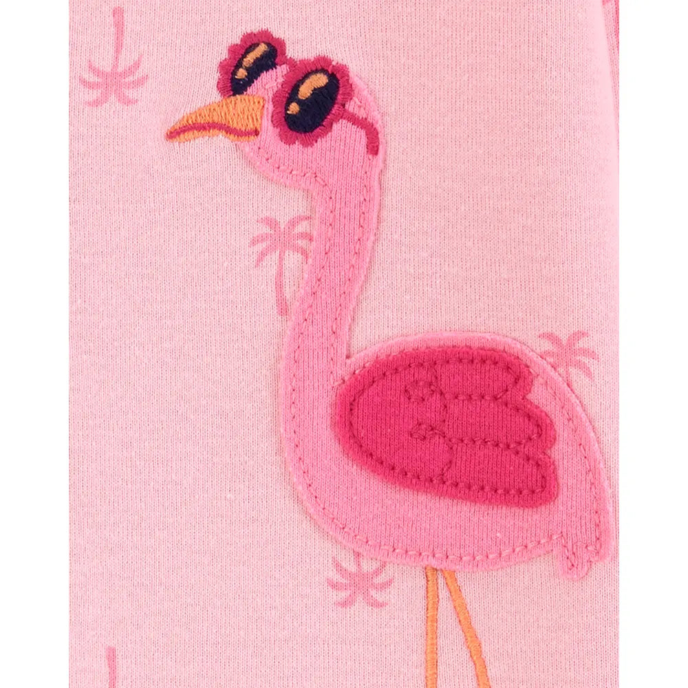 Pyjama 1 pièce sans pieds flamant rose fille - Coton
