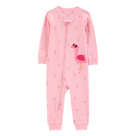 Pyjama 1 pièce sans pieds flamant rose fille - Coton