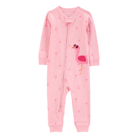 Pyjama 1 pièce sans pieds flamant rose fille - Coton