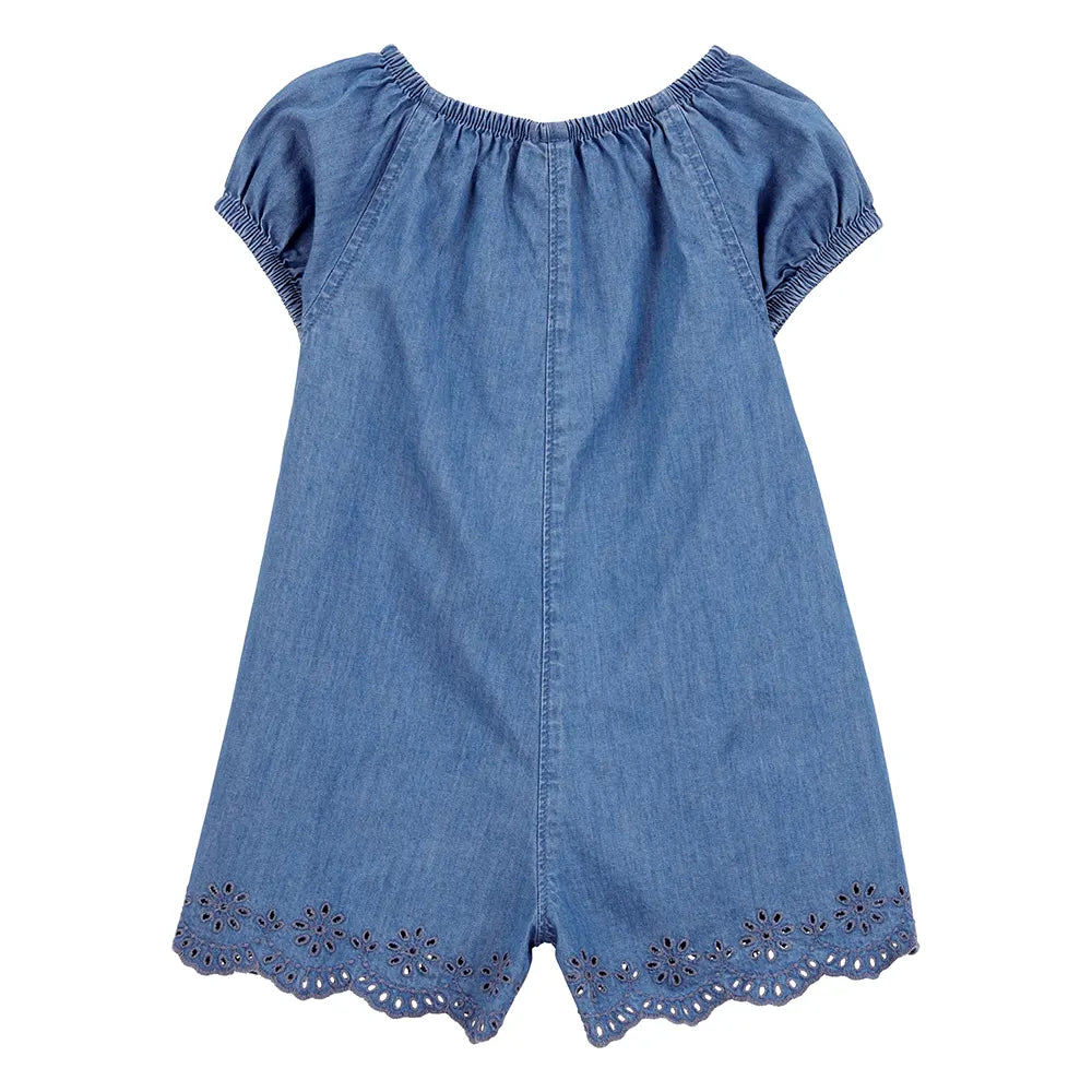 Carter's Girl's Button-Front Cotton Romper - Chambray