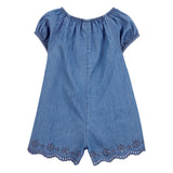Carter's Girl's Button-Front Cotton Romper - Chambray