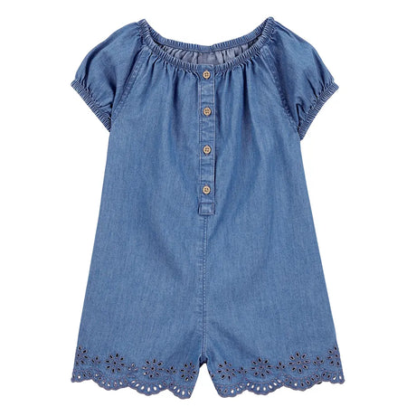Mameluco de algodón con botones para niña Carter's - Chambray