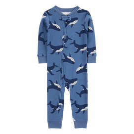 Pyjama 1 pièce sans pieds baleine garçon - Coton