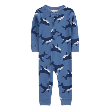 Pyjama 1 pièce sans pieds baleine garçon - Coton
