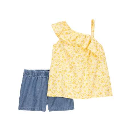 طقم توب وشورت للبنات من كارترز - بنقشة زهور صفراء