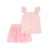 Ensemble débardeur et jupe-short fille - Rose