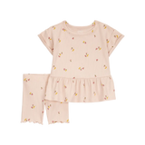 Ensemble t-shirt et short cycliste fleuri fille