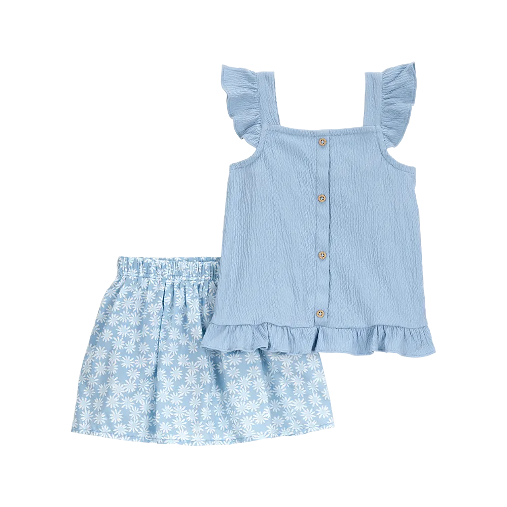 Ensemble débardeur et jupe-short fleuri fille