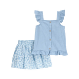 Ensemble débardeur et jupe-short fleuri fille