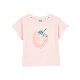 Haut à manches courtes fraise pour fille - Rose
