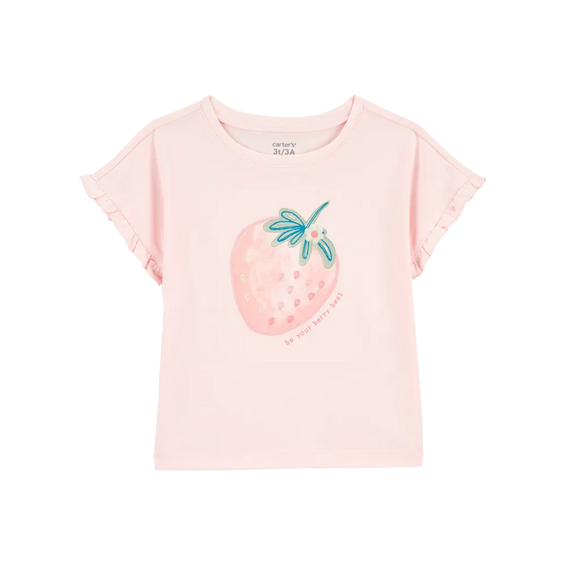 Carter's Girl's Short-Sleeve Top - Pink Strawberry