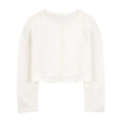 Cardigan à bord festonné pour fille - Ivoire