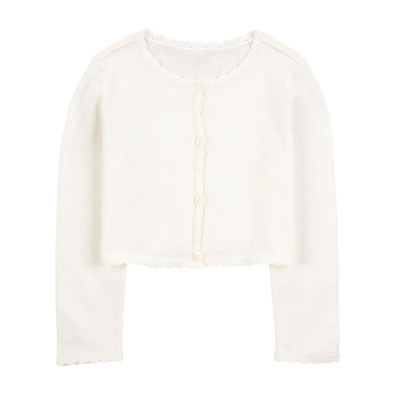 Carter's Girl's Scallop-Trim Cardigan - Ivory