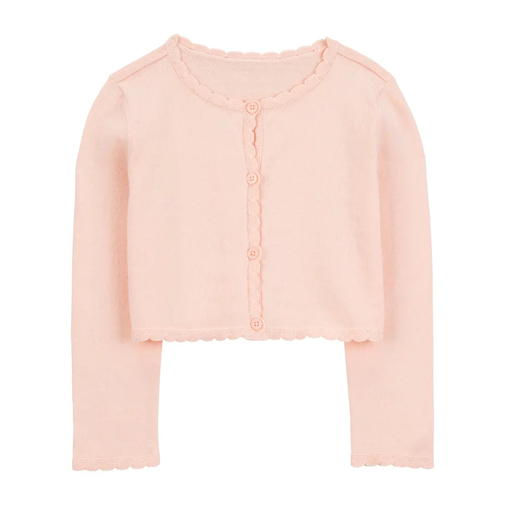 Cardigan à bord festonné pour fille - Rose