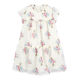 Robe étagée florale à manches courtes pour fille