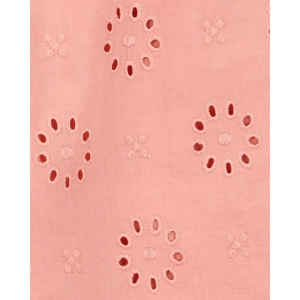 Carter's Girl's Eyelet Ruffle Jumpsuit - Coral