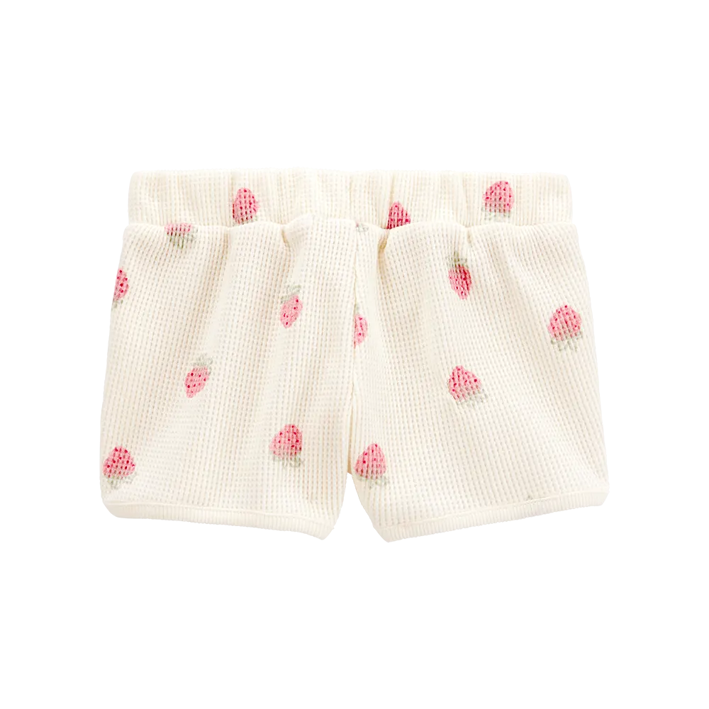 Short gaufré à imprimé fraise pour fille - Ivoire