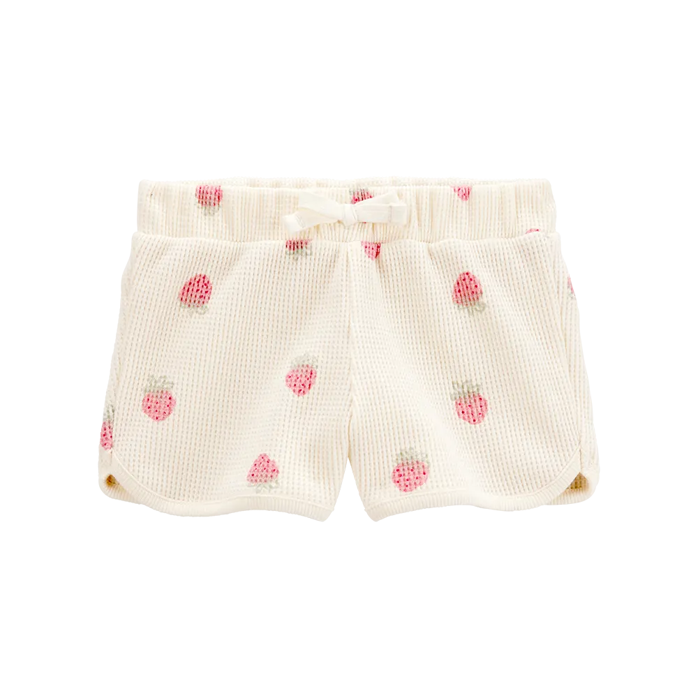Short gaufré à imprimé fraise pour fille - Ivoire