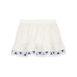 Jupe-short en gaze brodée florale fille - Ivoire