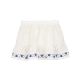 Jupe-short en gaze brodée florale fille - Ivoire