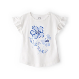 Haut à manches papillon pour fille - Blanc