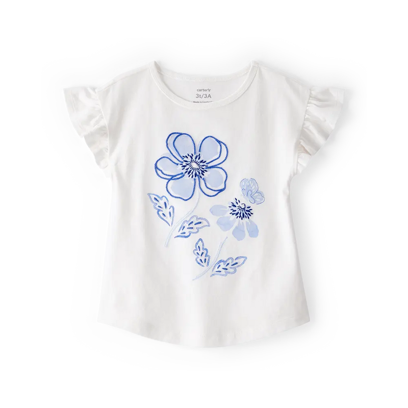 Carter's Girl's Flutter-Sleeve Top - White