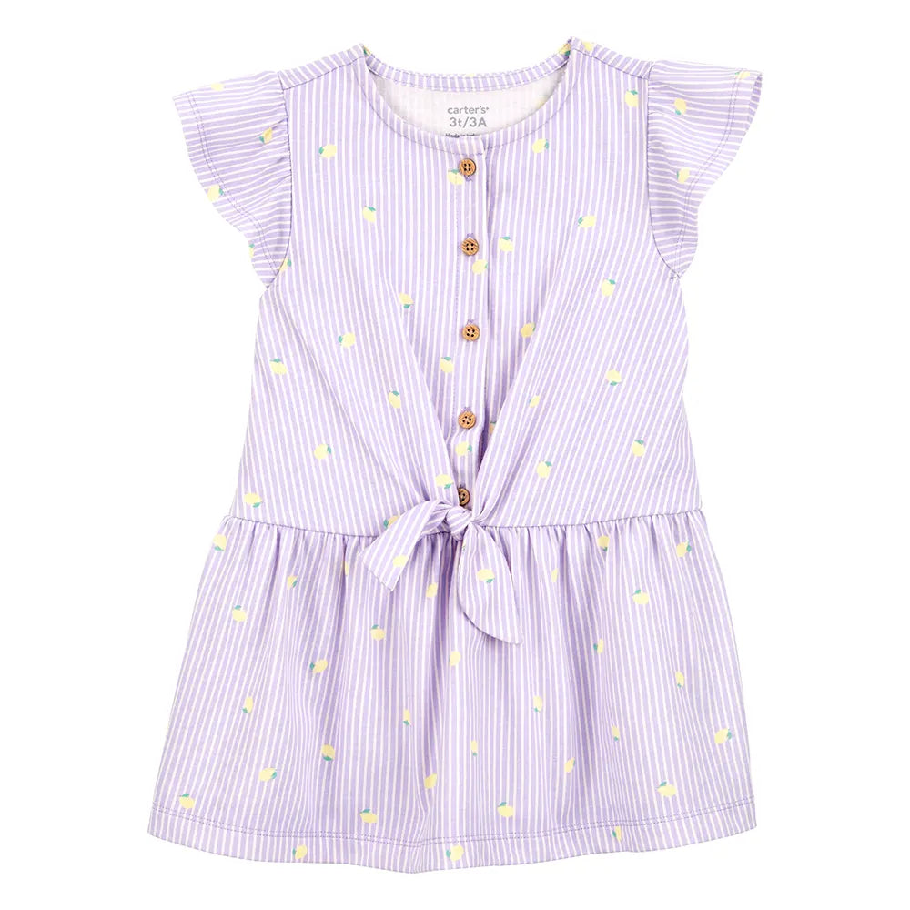 Robe-chemise rayée à imprimé citron pour fille