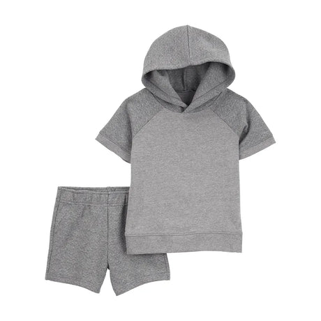 Conjunto de sudadera acolchada con capucha y short para niño Carter's - Gris
