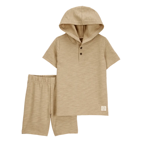Conjunto de Henley con capucha y short para niño Carter's - Beige