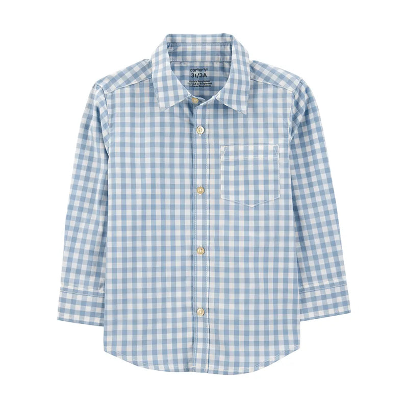 Camisa de cuadros de algodón para niño Carter's - Azul