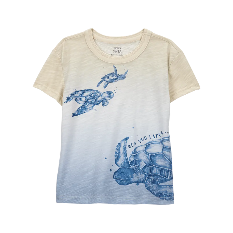 Carter's Boy's Short-Sleeve T-shirt - Ivory & Blue Turtle