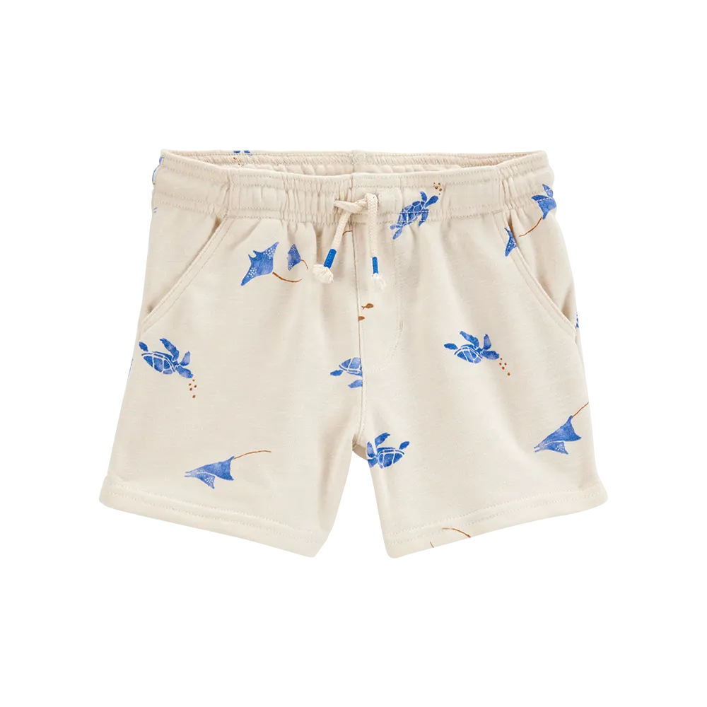 Short en molleton à imprimé marin garçon - Ivoire