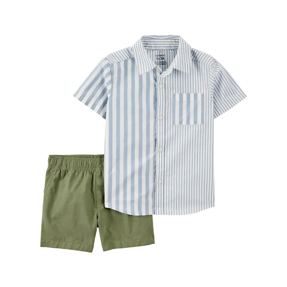 Ensemble chemise rayée et short garçon - Coton